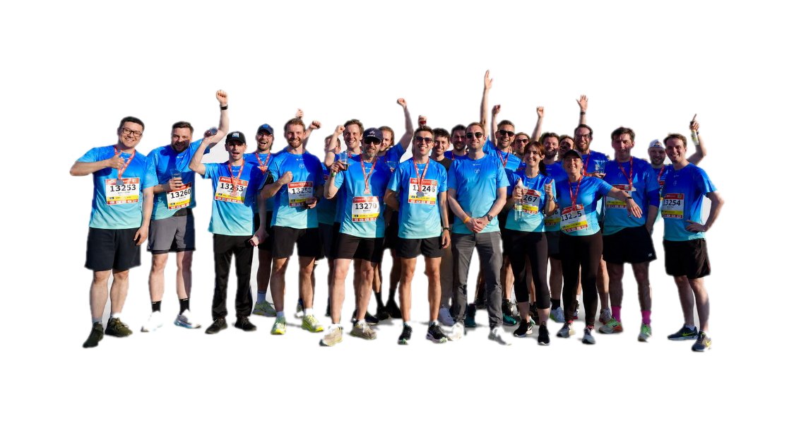 The QUADRA energy team celebrating after the 2026 B2Run company run